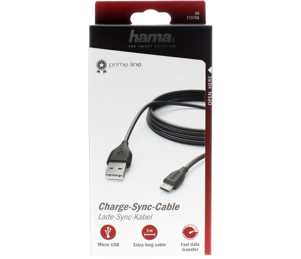 Hama KABEL USB-microUSB 3M HAMA czarny # - 1442594 - zdjęcie 4